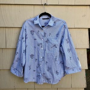 NWT ZARA patterned button down blouse